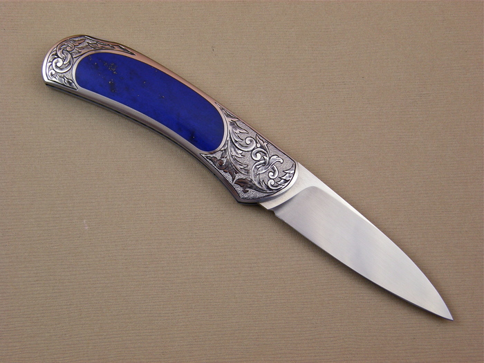 Custom Folding-Inter-Frame, Lock Back, ATS-34 Steel, Blue Lapis Knife made by Steve Hoel