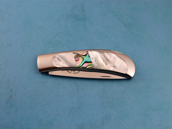 Custom Folding-Inter-Frame, Lock Back, ATS-34 Stainless Steel, Mother Of Pearl & Abalone Knife made by Steve Hoel