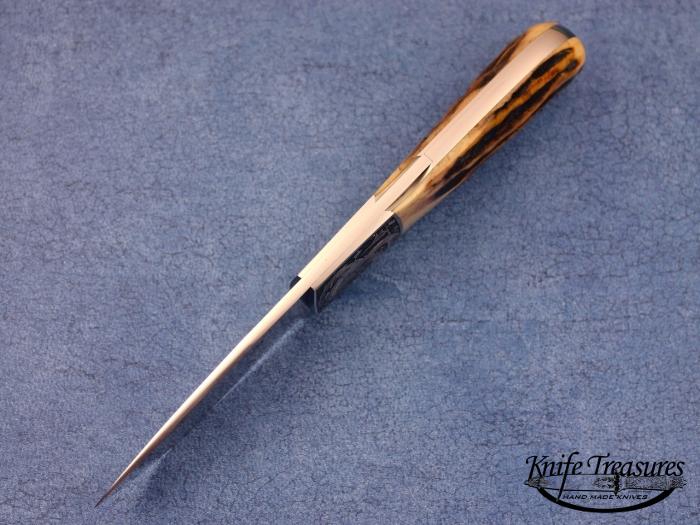 Custom Folding-Bolster, Mid-Lock, ATS-34 Stainless Steel, Stag Knife made by Steve Hoel