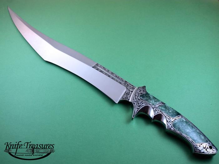 Custom Fixed Blade, N/A, 440 C Stainless Steel, Seraphinite Knife made by Ronald Best