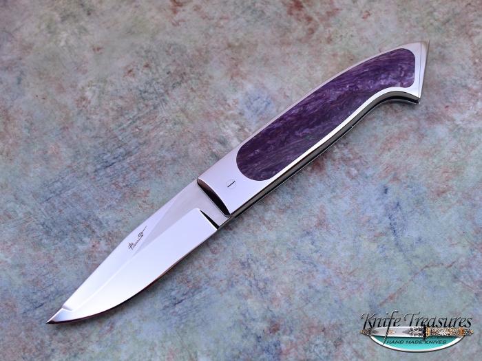 Custom Folding-Inter-Frame, Tail Lock, ATS-34 Stainless Steel, Charoite Knife made by Charly Bennica