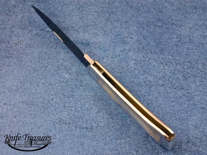 Custom Folding-Inter-Frame, Tail Lock, ATS-34 Stainless Steel, Mother Of Pearl Knife made by Ron Lake