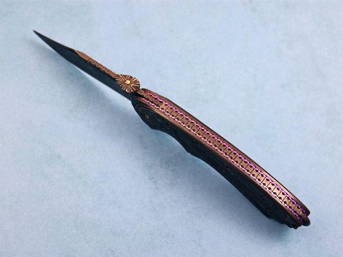 Custom Folding-Inter-Frame, Liner Lock, Damascus Steel, Damascus Steel Knife made by Gerard Hurst