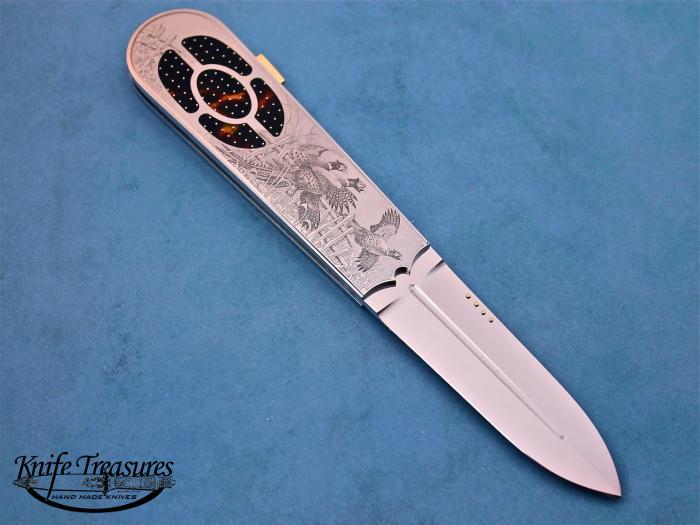 Custom Folding-Inter-Frame, Lock Back, RWL-34 Steel, Exotic Scales w/Gold Pins Knife made by Antonio Fogarizzu