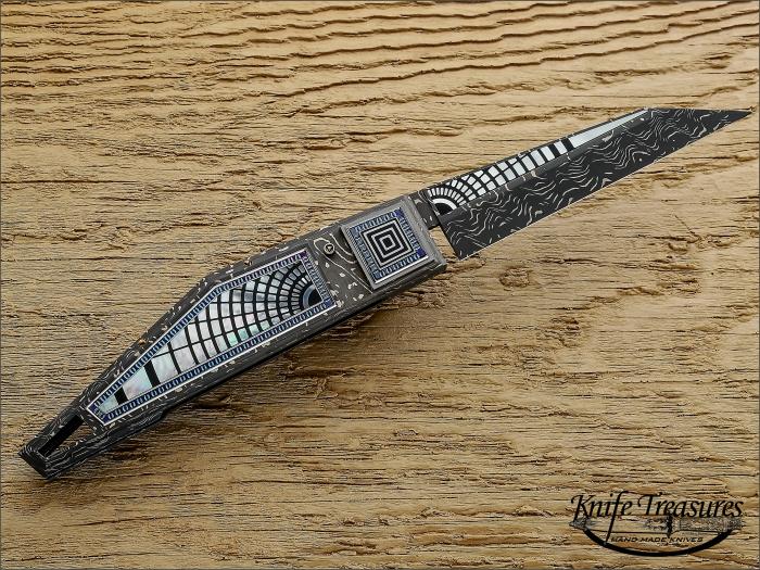 Custom Folding-Inter-Frame, N/A, ATS-34 Stainless Steel, Mother Of Pearl/Bakelite Knife made by Antonio Fogarizzu