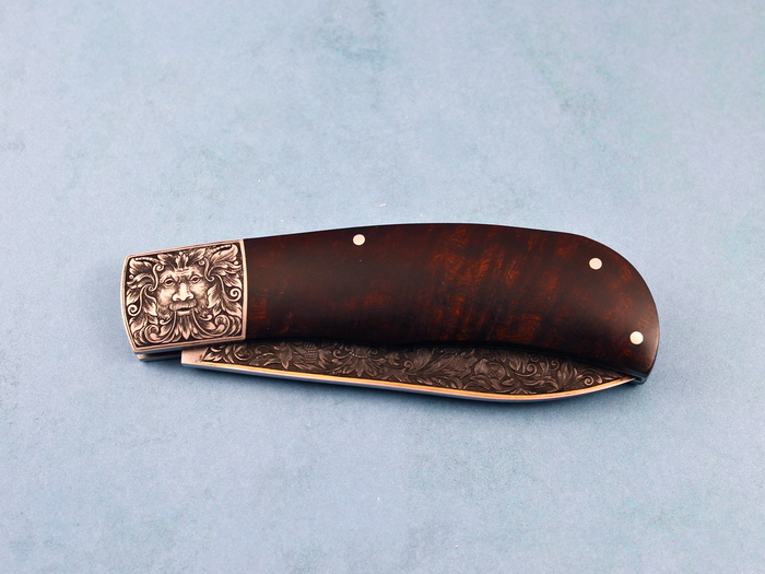 Custom Folding-Bolster, Lock Back, ATS-34 Stainless Steel, Ironwood Knife made by Milford J Oliver