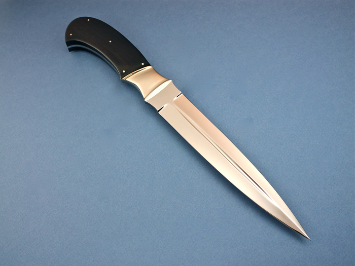Custom Fixed Blade, N/A, ATS-34 Stainless Steel, Ebony With Silver wire Peacock Inlay Knife made by Jim Ence