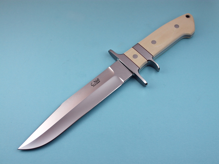 Custom Fixed Blade, N/A, ATS-34 Stainless Steel, Fosilized Ivory Knife made by Chad Nell