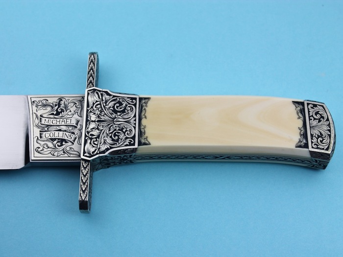 Custom Fixed Blade, N/A, 440-C Stainless Steel, Antique Ivory Knife made by Michael Collins