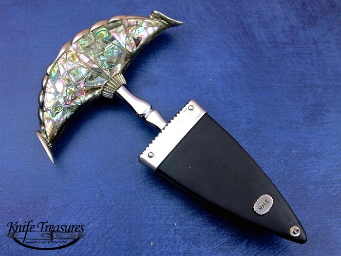 Custom Fixed Blade, N/A, ATS-34 Steel, Abalone Knife made by Lloyd Hale