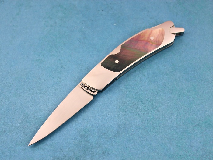 Custom Folding-Inter-Frame, Lock Back, ATS-34 Stainless Steel, Black Lip Pearl Knife made by Richard Hodgson