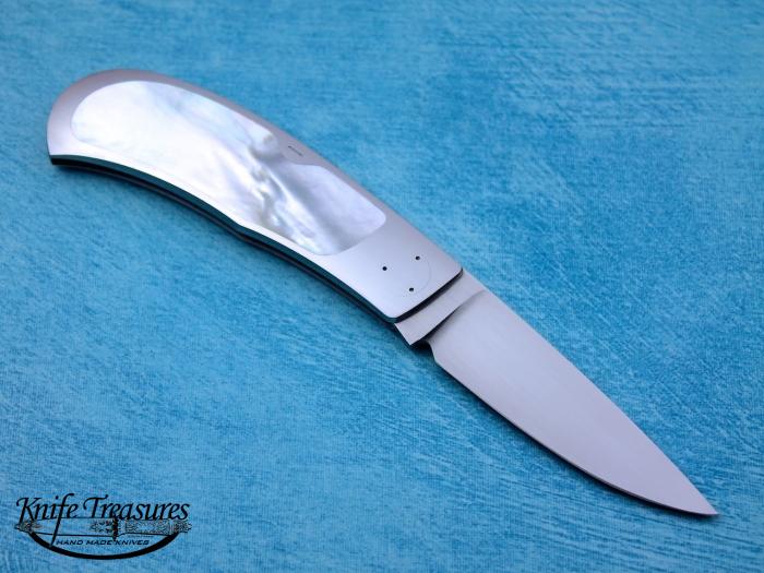 Custom Folding-Inter-Frame, Lock Back, ATS-34 Steel, Mother Of Pearl Knife made by Richard Hodgson