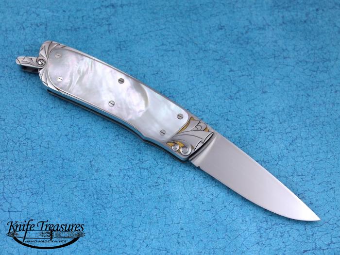 Custom Folding-Inter-Frame, Lock Back, ATS-34 Stainless Steel, Mother Of Pearl Knife made by Richard Hodgson