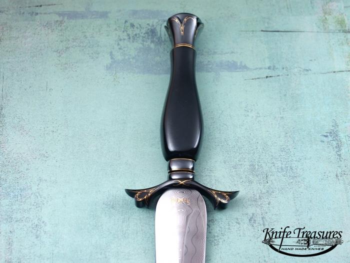 Custom Fixed Blade, N/A, Damascus Steel, Black Jade Knife made by Willie Rigney