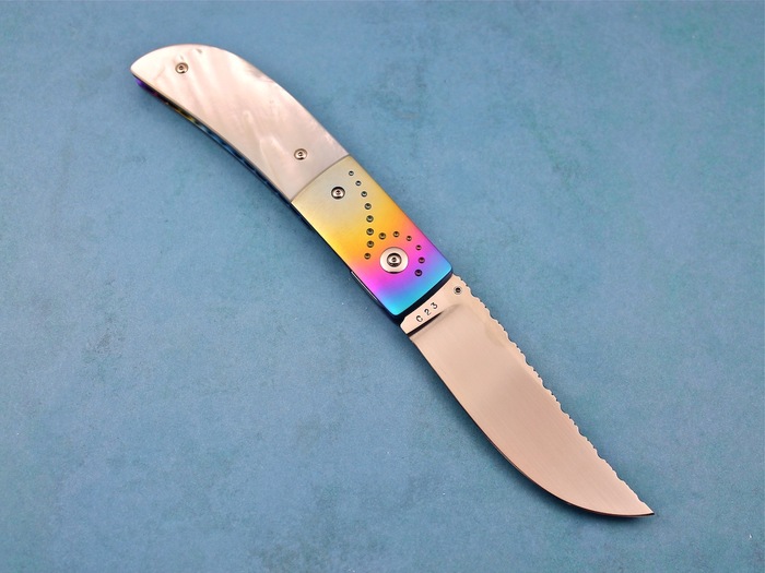 Custom Folding-Bolster, Liner Lock, ATS-34 Stainless Steel, Mother Of Pearl Knife made by Steve Jernigan