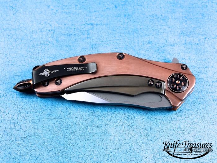 Custom Folding-Inter-Frame, Liner Lock, Polished Elmax, Copper Knife made by Anthony Marfione