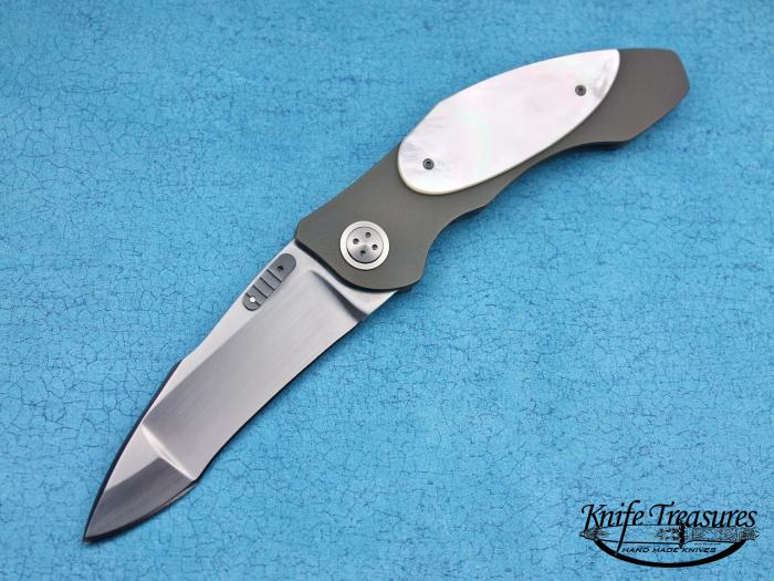 Custom Folding-Bolster, N/A, ATS-34 Stainless Steel, Mother Of Pearl Knife made by Allen Elishewitz
