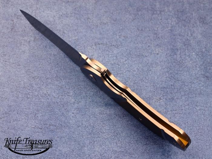 Custom Folding-Inter-Frame, Liner Lock, CPM-154, Anodized Titanium Knife made by Sergio Consoli