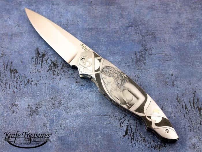 Custom Folding-Inter-Frame, Liner Lock, RWL-34 Steel, 416 Stainless Steel Knife made by Sergio Consoli