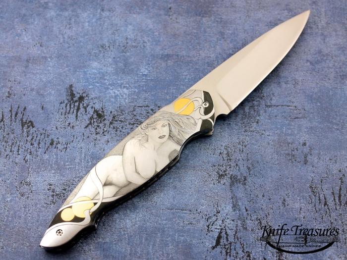 Custom Folding-Inter-Frame, Liner Lock, RWL-34 Steel, 416 Stainless Steel Knife made by Sergio Consoli