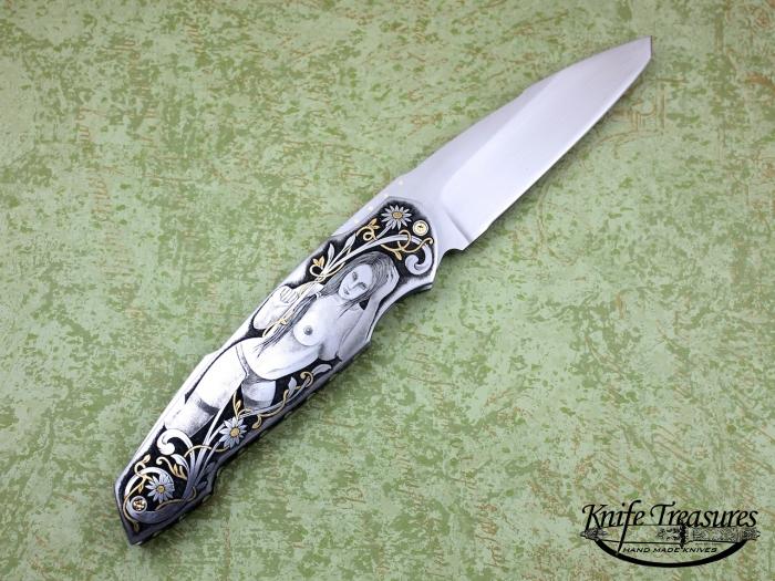 Custom Folding-Bolster, Liner Lock, RWL-34, 416 Stainless Steel Knife made by Sergio Consoli