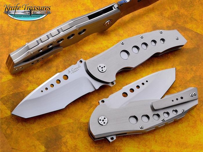 Custom Folding-Inter-Frame, Liner Lock, RWL-34 Steel, Titanium Knife made by Sergio Consoli
