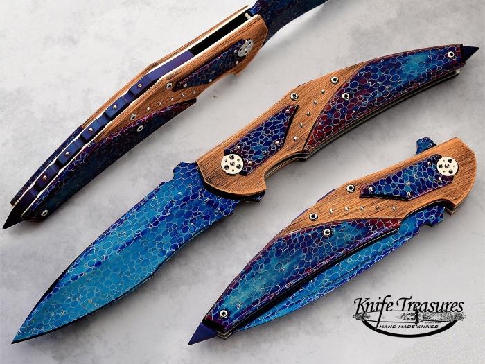 Custom Folding-Bolster, Liner Lock, Dragon Skin Damascus by Bertie Rietveld, Dragon Skin Damascus by Bertie Rietveld Knife made by Sergio Consoli