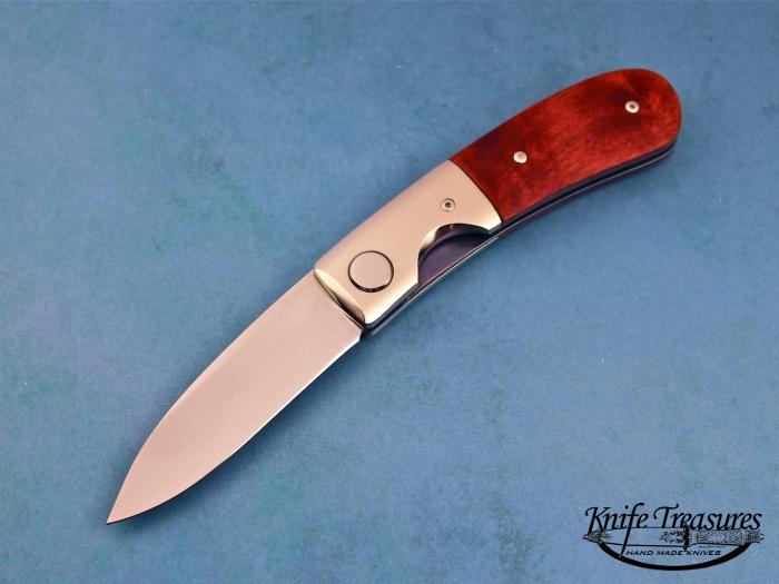 Custom Folding-Bolster, Liner Lock, ATS-34 Stainless Steel, Pink Ivory Wood Knife made by Michael Walker