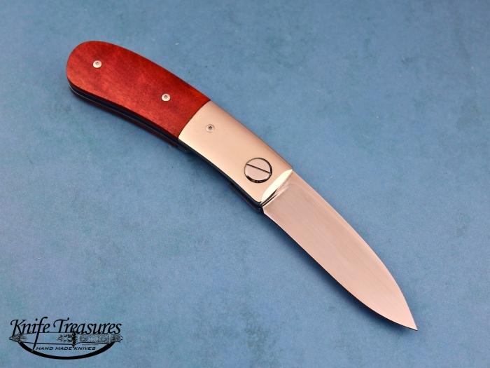 Custom Folding-Bolster, Liner Lock, ATS-34 Stainless Steel, Pink Ivory Wood Knife made by Michael Walker