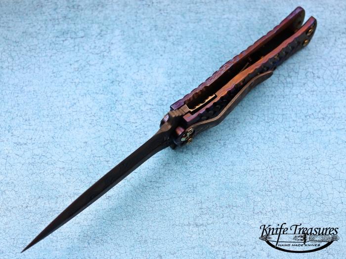 Custom Folding-Inter-Frame, Liner Lock, Chad Nichols Damascus Steel, Mokuti Knife made by Darrel Ralph