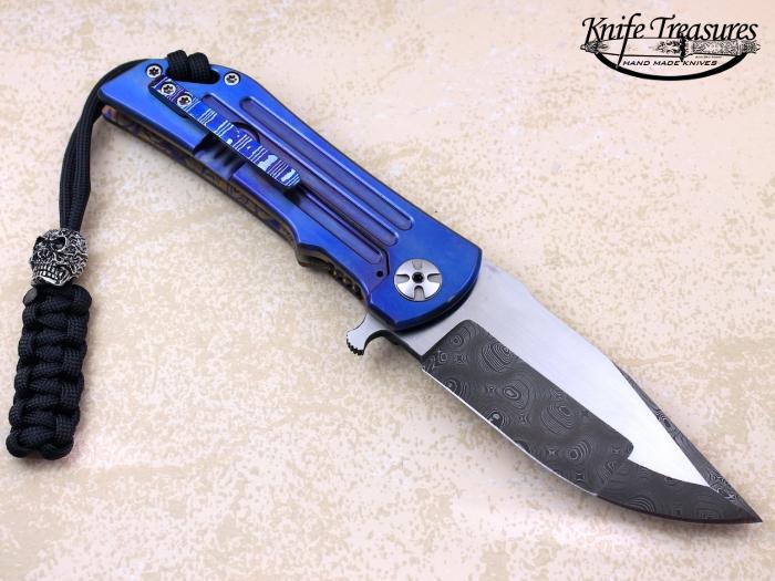 Custom Folding-Bolster, Liner Lock,  Chad Nichols Damascus Steel, Mokuti Knife made by Darrel Ralph