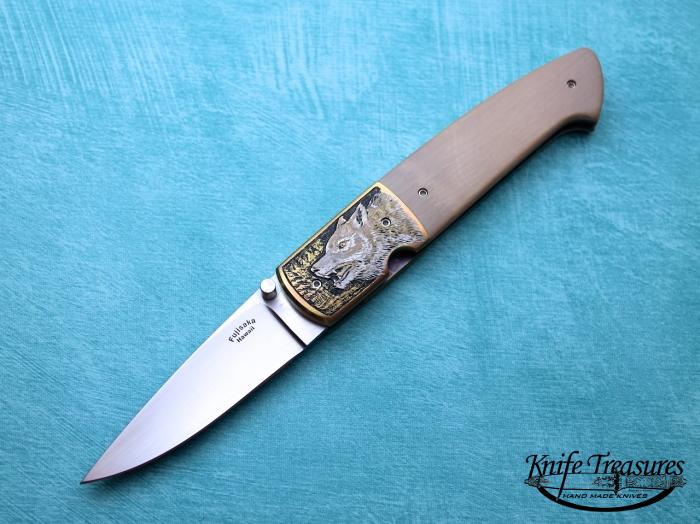 Custom Folding-Bolster, Liner Lock, ATS-34 Stainless Steel, Fossilized Mammoth Knife made by Stan Fulisaka