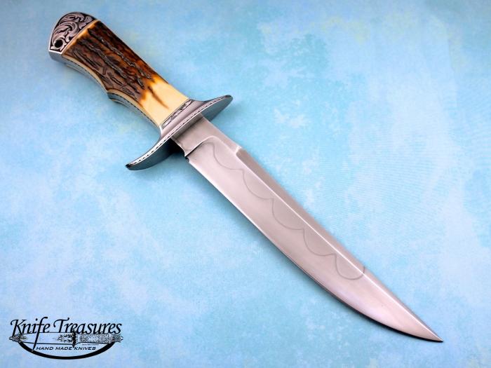Custom Fixed Blade, N/A, W-2 with Clay Coated Heat Treat, Fossilized Mammoth Knife made by Bruce Bump