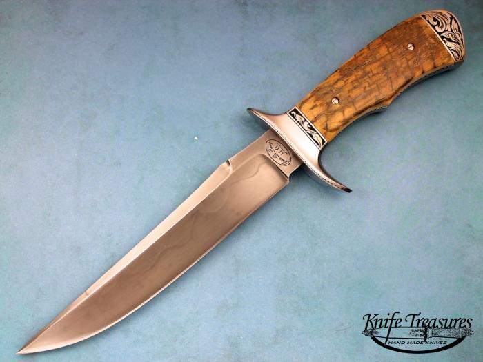 Custom Fixed Blade, N/A, Forged W-2 High Carbon, Fossilized Mammoth Knife made by Bruce Bump