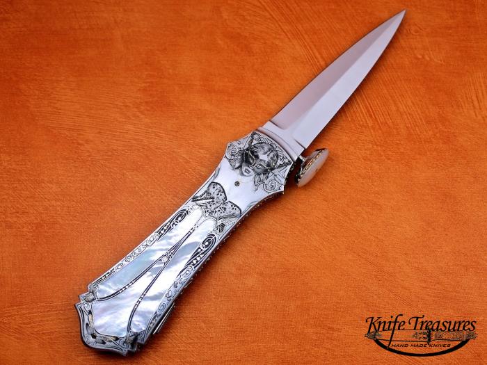 Custom Folding-Inter-Frame, Lock Back, ATS-34 Stainless Steel, Mother Of Pearl Knife made by Salvatore Puddu