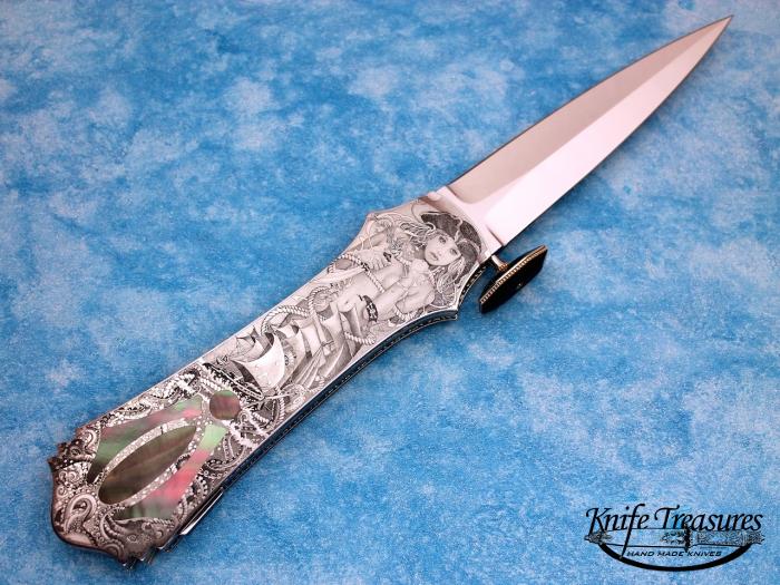 Custom Folding-Inter-Frame, Lock Back, ATS-34 Stainless Steel, Black Lip Pearl Knife made by Salvatore Puddu