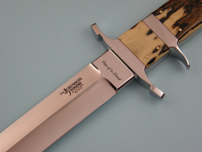 Custom Fixed Blade, N/A, ATS-34 Steel, Mammoth Ivory Knife made by J Young SR Johnson