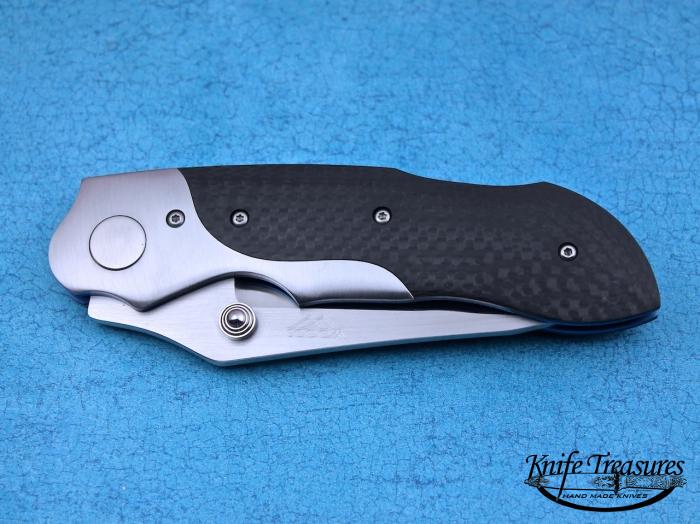 Custom Folding-Bolster, Liner Lock, CPM-154, Carbon Fiber Knife made by Steve  Woods