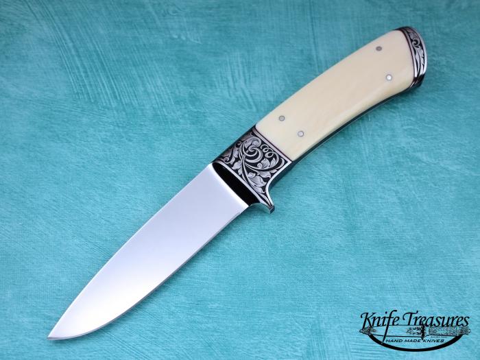 Custom Fixed Blade, N/A, D-2 Steel, Fossilized Mammoth Knife made by Ted Dowell
