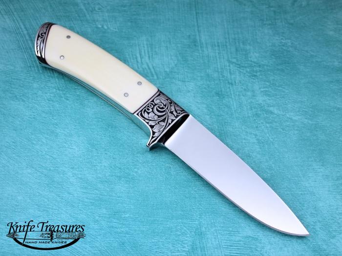 Custom Fixed Blade, N/A, D-2 Steel, Fossilized Mammoth Knife made by Ted Dowell