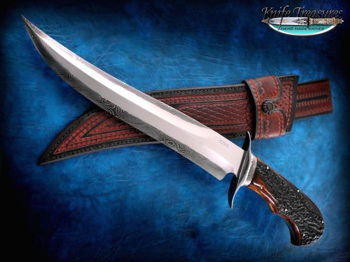 Custom Fixed Blade, N/A, San Mai 420 SIde and 1095/15N20 Edge, Stag Horn Knife made by Claudio Sobral