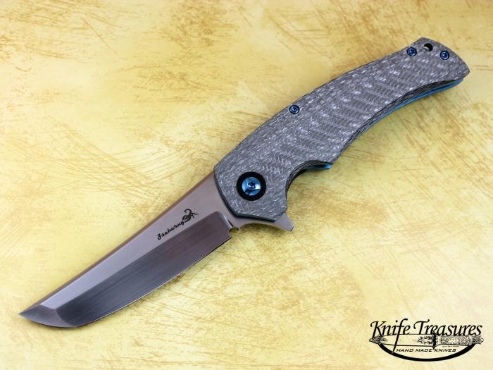 Custom Folding-Bolster, Liner Lock, CPM-154, Anodized Titanium Back Knife made by Mike Zscherny