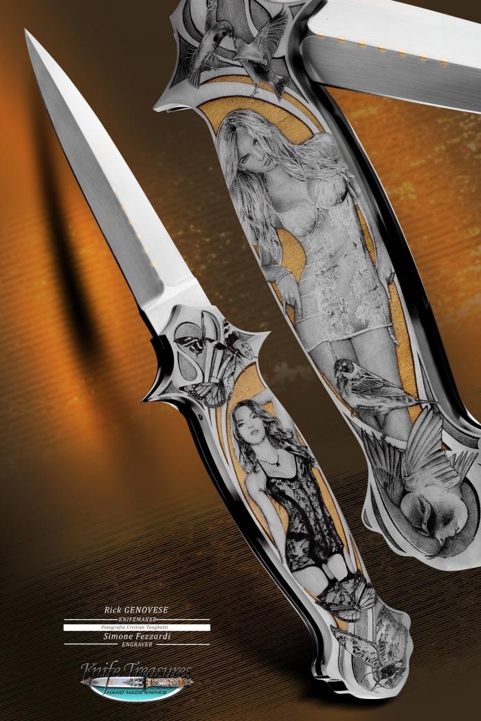 Custom Folding-Inter-Frame, Lock Back, RWL-34 Stainless Steel , 416 Stainless Steel Knife made by Rick Genovese