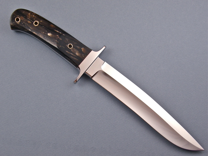 Custom Fixed Blade, N/A, ATS-34 Steel, Black Buffalo Horn Knife made by John  Young