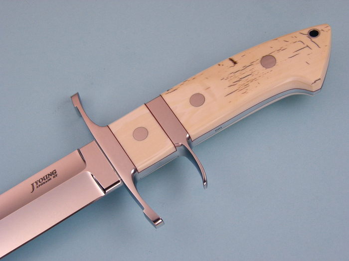 Custom Fixed Blade, N/A, ATS-34 Steel, Antique Ivory Knife made by John  Young