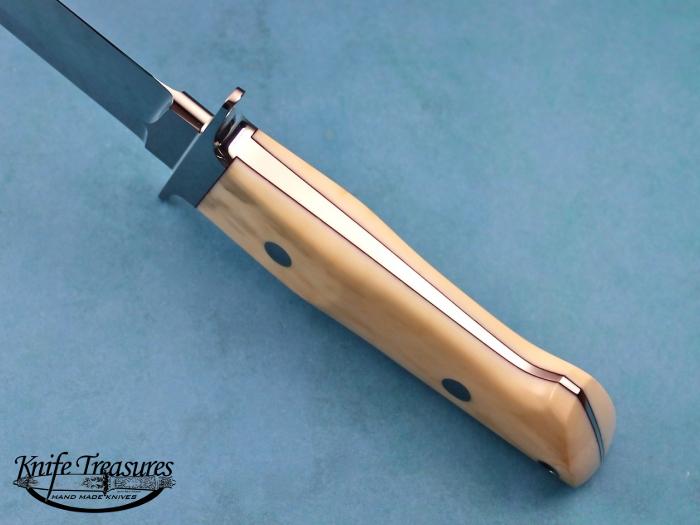 Custom Fixed Blade, N/A, ATS-34 Stainless Steel, Fossilized Walrus Ivory Knife made by John  Young