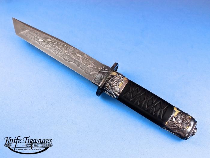 Custom Fixed Blade, N/A, Andrei Koreshkov Mosaic Damascus, African Blackwood Knife made by Eugen Sorokin