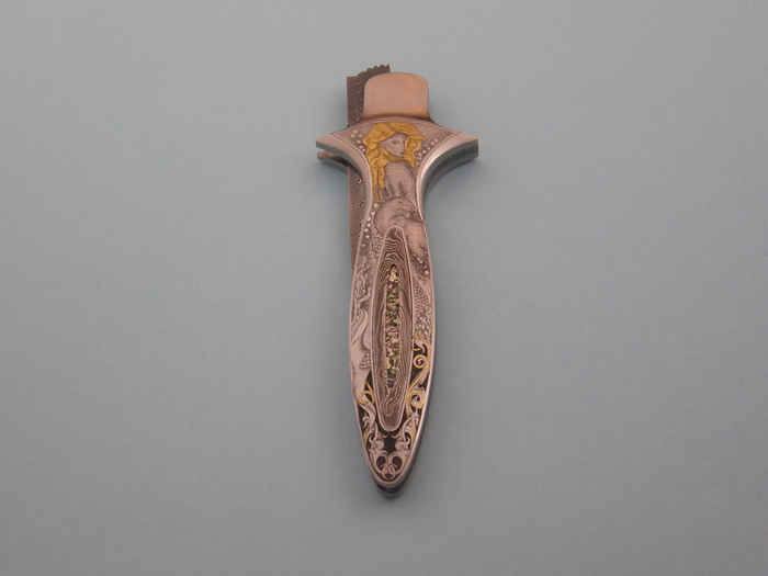 Custom Folding-Inter-Frame, Liner Lock, Damascus Steel, Abalone  Knife made by Shaun/Sharla Hansen