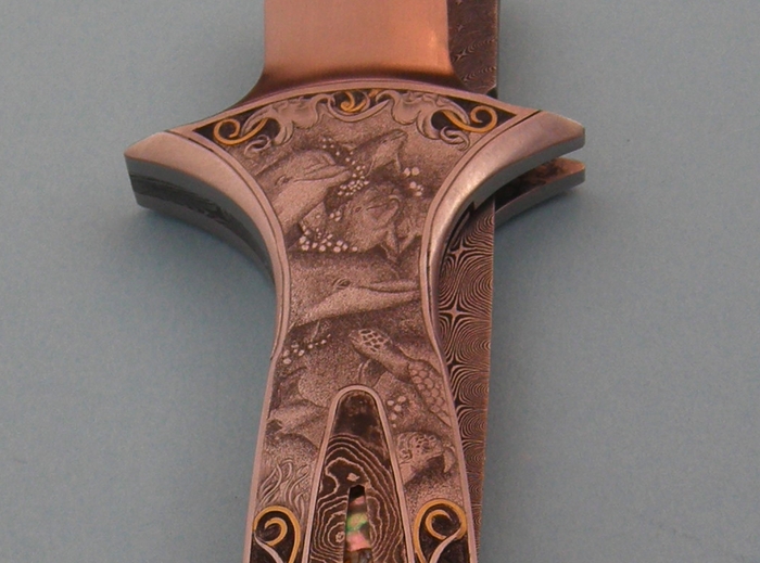 Custom Folding-Inter-Frame, Liner Lock, Damascus Steel, Abalone  Knife made by Shaun/Sharla Hansen