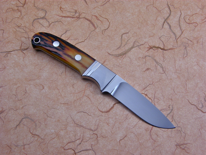 Custom Fixed Blade, N/A, BG-42, Amber Stag Knife made by Ricardo  Velarde
